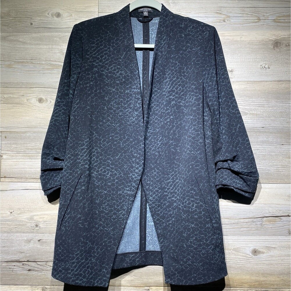 The Limited The Lexie Blazer Open Front Scrunched 3/4 Sleeve Snakeskin Size MED